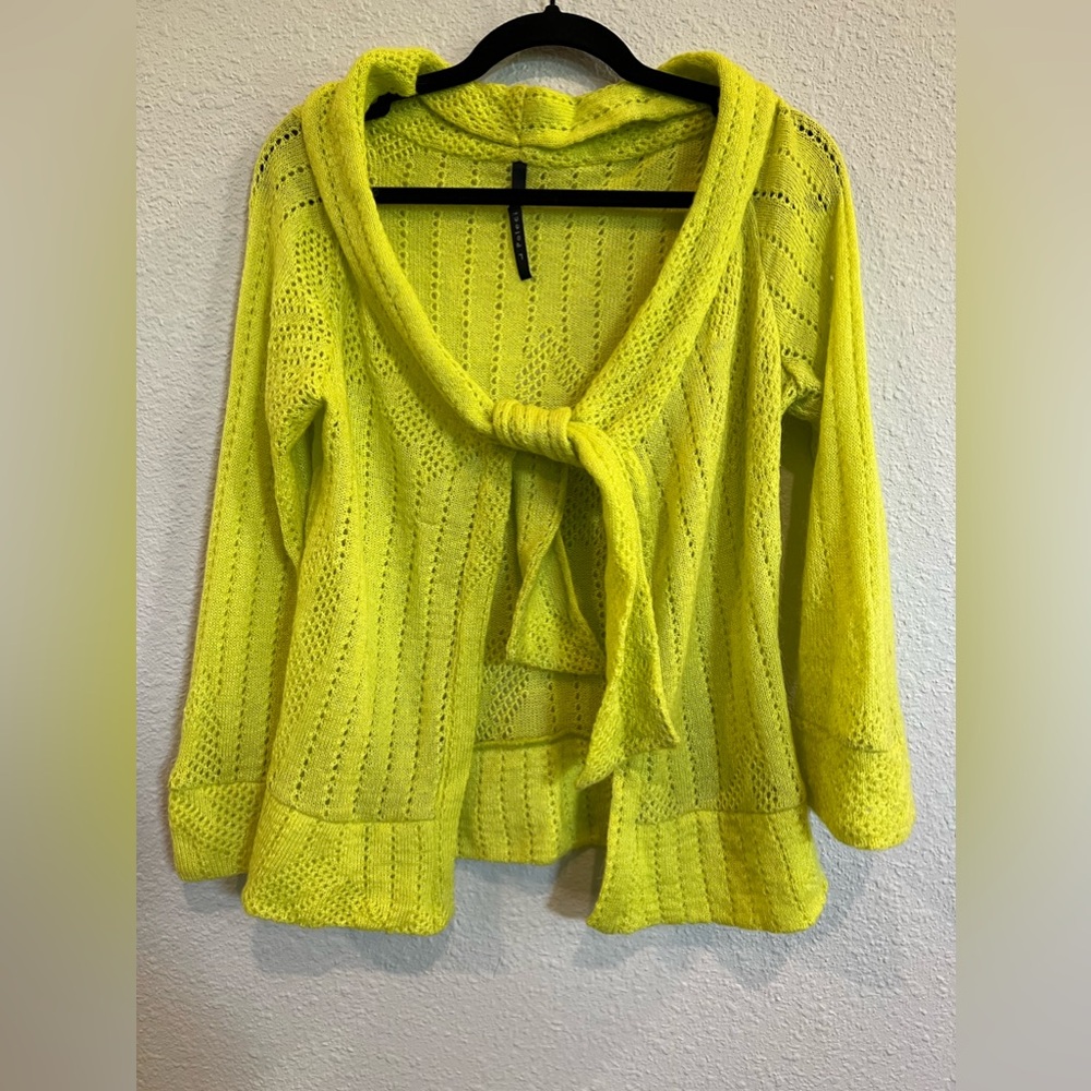 Poleci yellow mohair tie front cardigan size Large